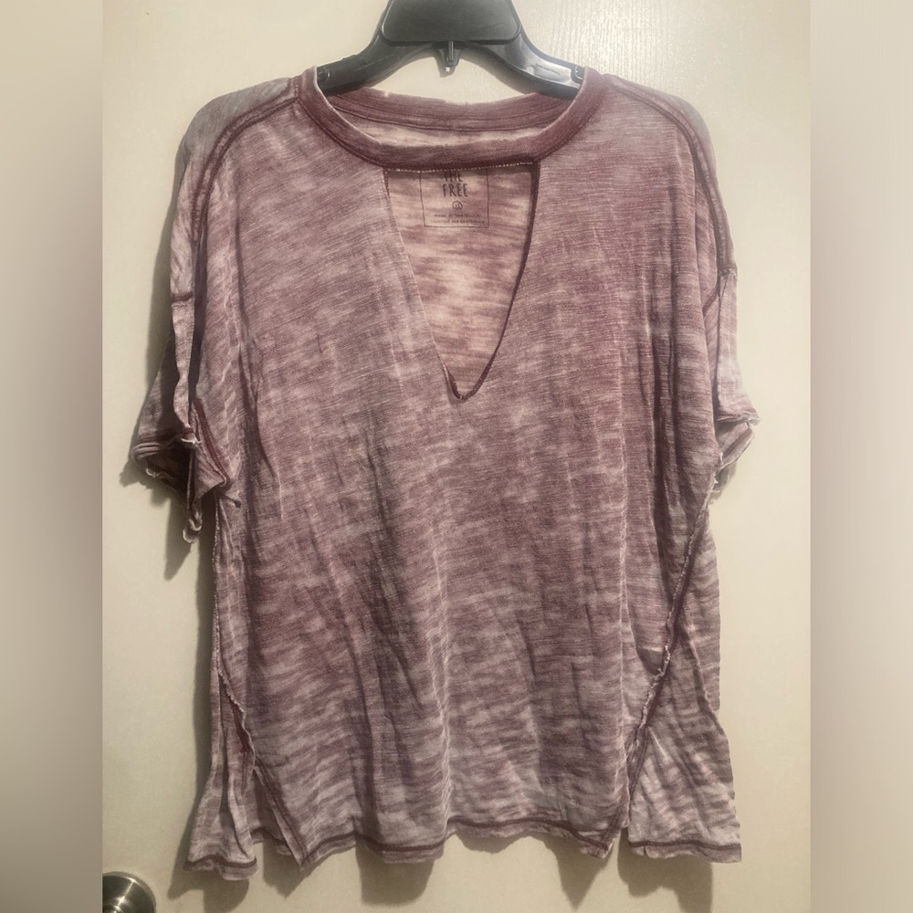 We The Free Dusty Pink V-Neck Short Sleeve Top